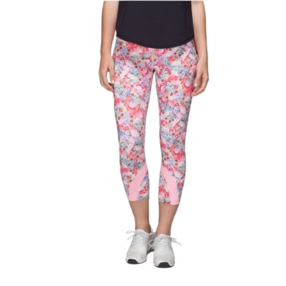 Lululemon Inspire Crop II All Luxtreme Flowabunga Bleached Coral Floral Size 4 - Picture 2 of 11